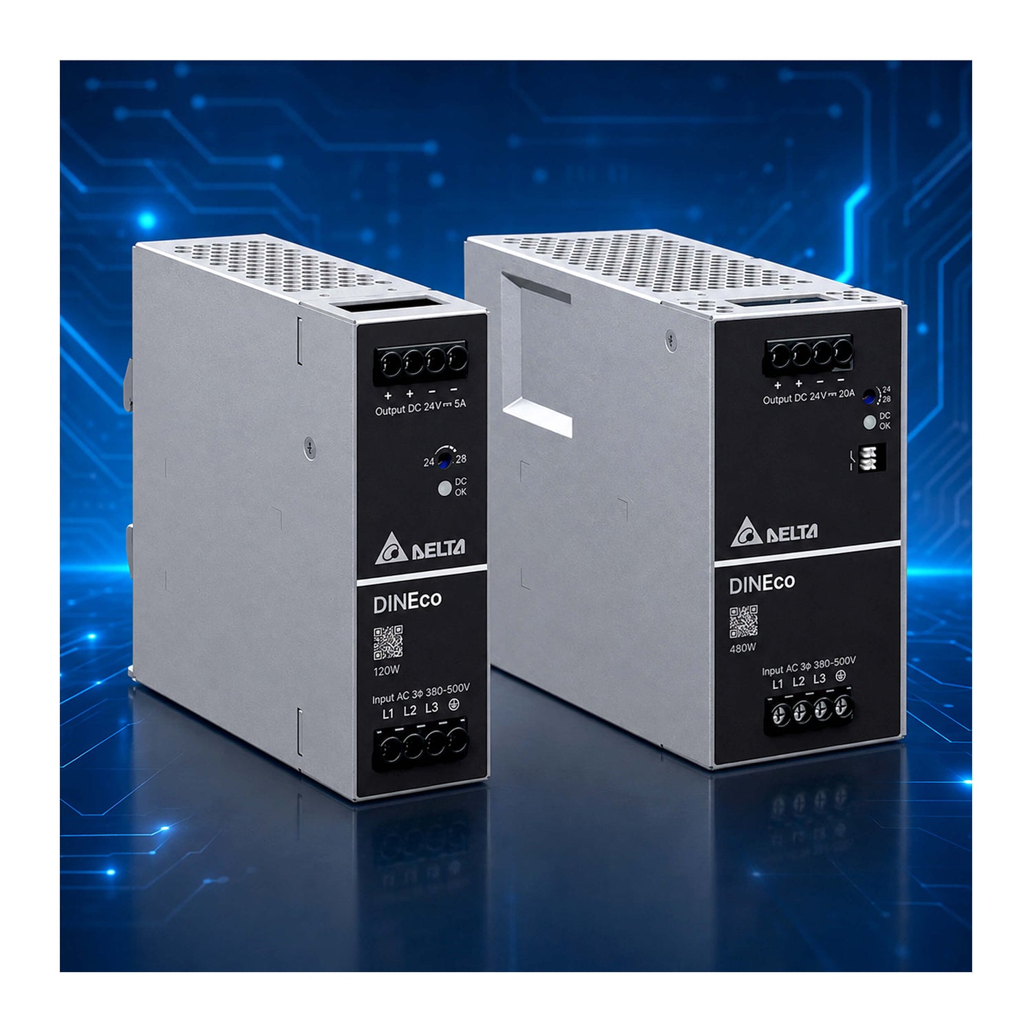 Delta DIN Eco 3-Phase DIN Rail Power Supplies