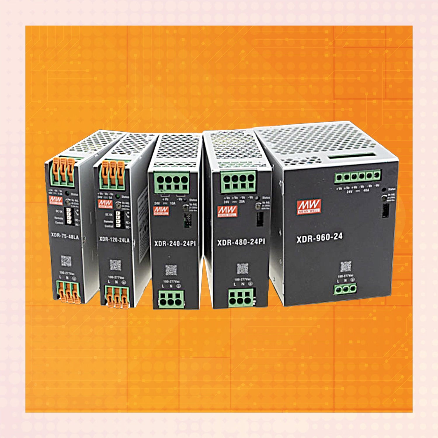 MEAN WELL XDR Series Ultra Slim DIN Rail Power Supplies