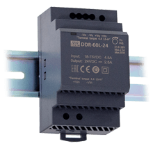Convertitore DC-DC Mean Well DDR-60 Su Guida DIN – 60W, Modelli 5V/12V/24V, Per Quadri Elettrici